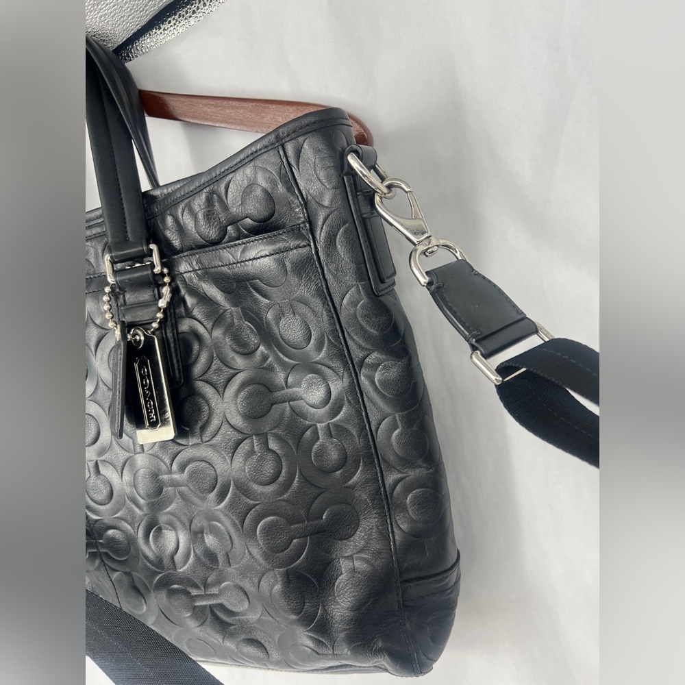 COACH Coach Op Art Leather Business Tote Bag Black Men's - Picture 7 of 14